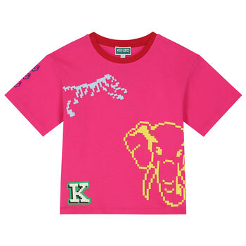 Girls Pink Jungle Animals T-Shirt
